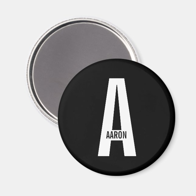 Modern Personalised Bold Monogram and Name Magnet (Front/Back)