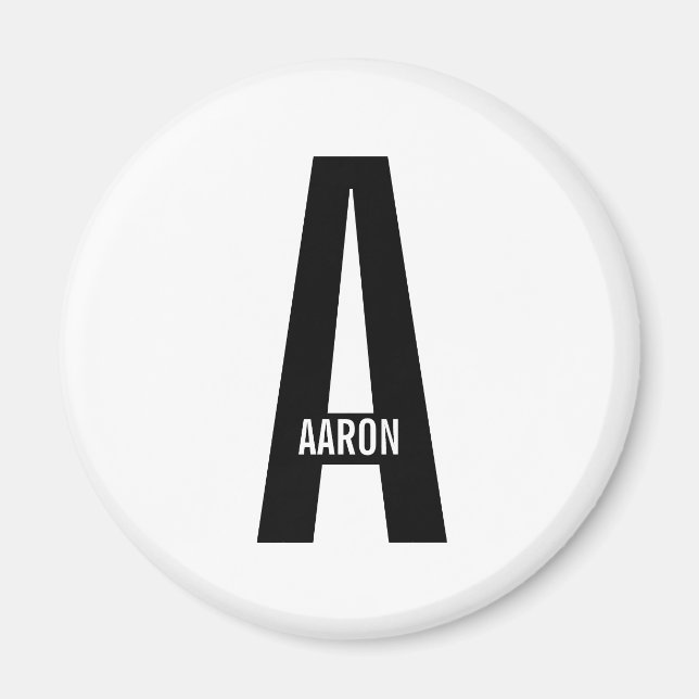 Modern Personalised Bold Monogram and Name Magnet (Front)