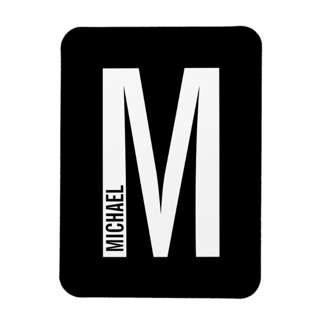 Modern Personalised Bold Monogram and Name Magnet (Vertical)