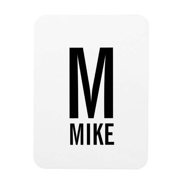 Modern Personalised Bold Monogram and Name Magnet (Vertical)