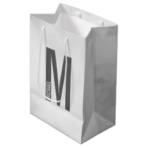 Modern Personalised Bold Monogram and Name Medium Gift Bag