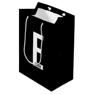 Modern Personalised Bold Monogram and Name Medium Gift Bag
