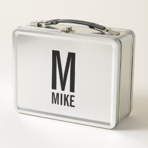 Modern Personalised Bold Monogram and Name Metal Lunch Box