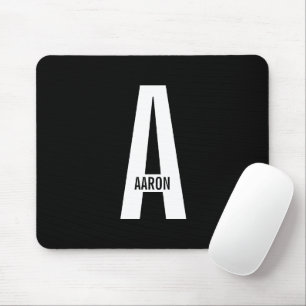 Modern Personalised Bold Monogram and Name Mouse Pad