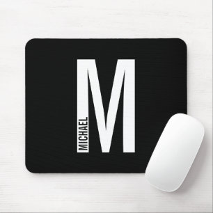 Modern Personalised Bold Monogram and Name Mouse Pad