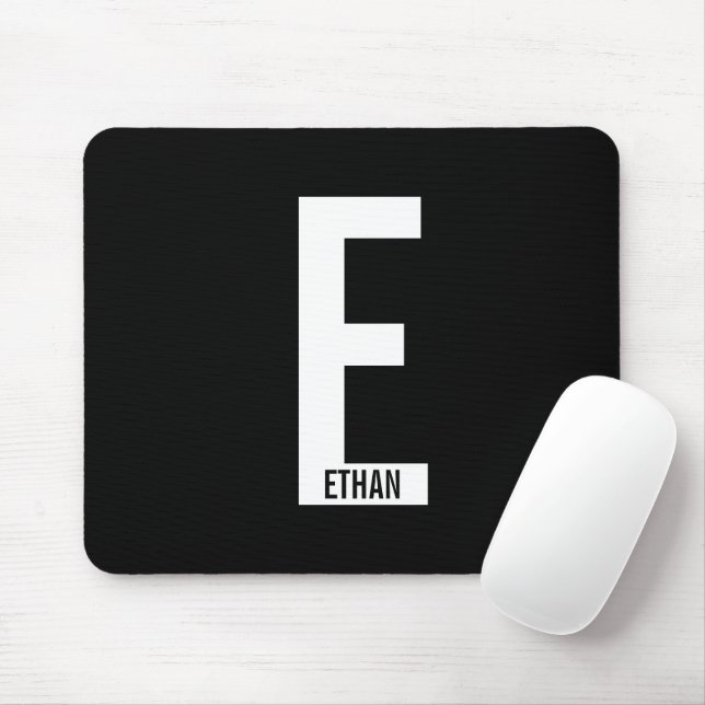 Modern Personalised Bold Monogram and Name Mouse Pad (With Mouse)