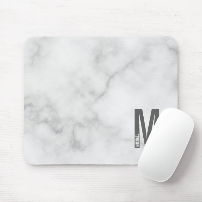 Modern Personalised Bold Monogram and Name Mouse Pad (With Mouse)