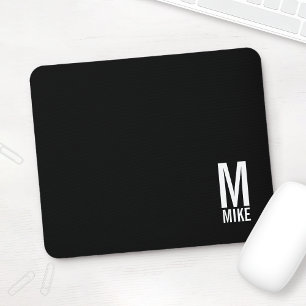 Modern Personalised Bold Monogram and Name Mouse Pad