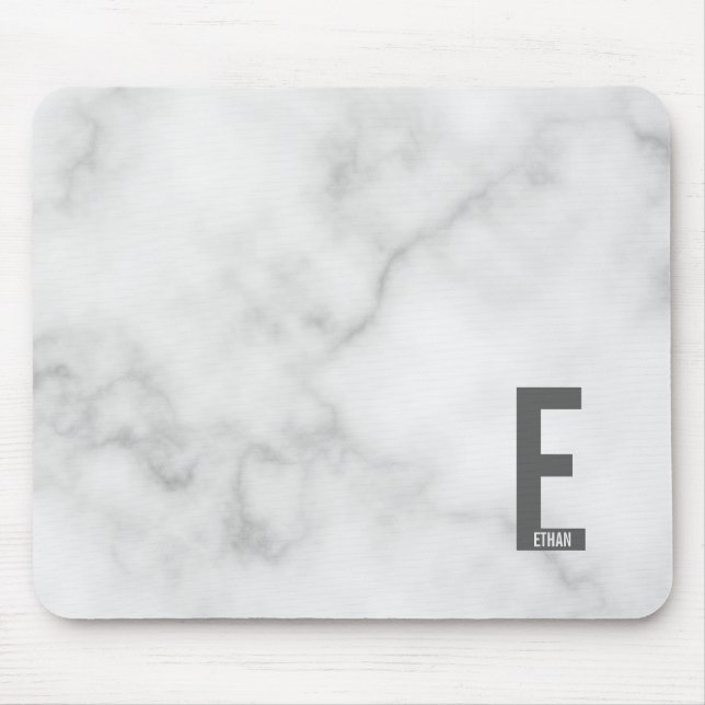 Modern Personalised Bold Monogram and Name Mouse Pad (Front)