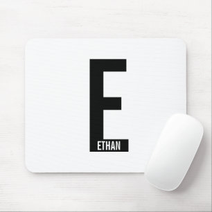 Modern Personalised Bold Monogram and Name Mouse Pad