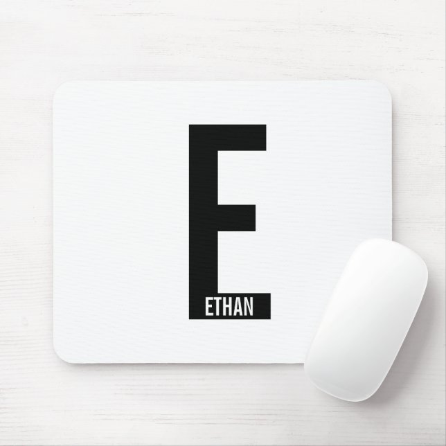 Modern Personalised Bold Monogram and Name Mouse Pad (With Mouse)