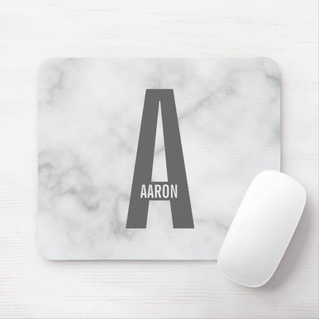 Modern Personalised Bold Monogram and Name Mouse Pad (With Mouse)