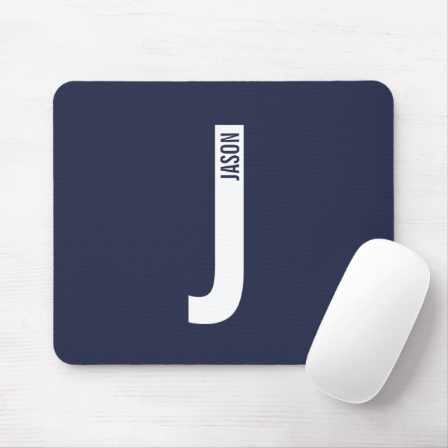Modern Personalised Bold Monogram and Name Mouse Pad (With Mouse)