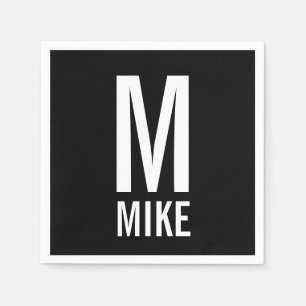 Modern Personalised Bold Monogram and Name Napkin