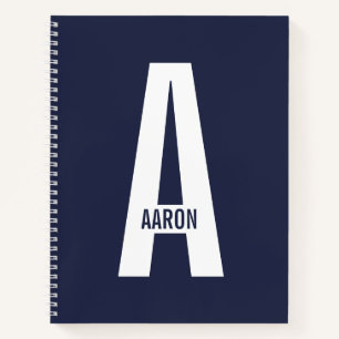 Modern Personalised Bold Monogram and Name Notebook