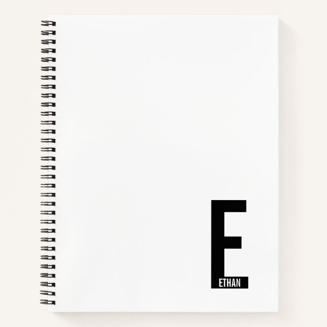 Modern Personalised Bold Monogram and Name Notebook (Front)