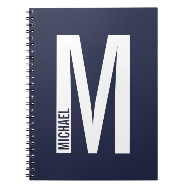 Modern Personalised Bold Monogram and Name Notebook (Front)