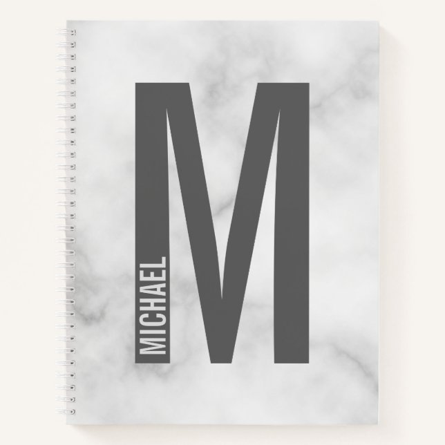 Modern Personalised Bold Monogram and Name Notebook (Front)