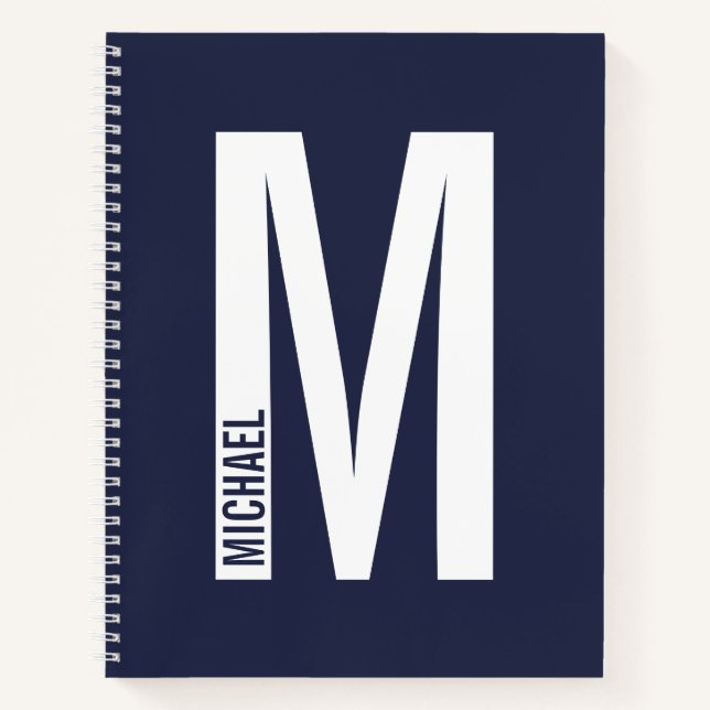 Modern Personalised Bold Monogram and Name Notebook (Front)
