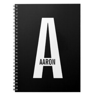 Modern Personalised Bold Monogram and Name Notebook