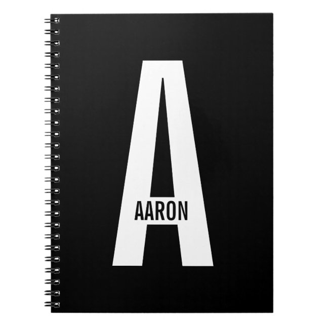Modern Personalised Bold Monogram and Name Notebook (Front)