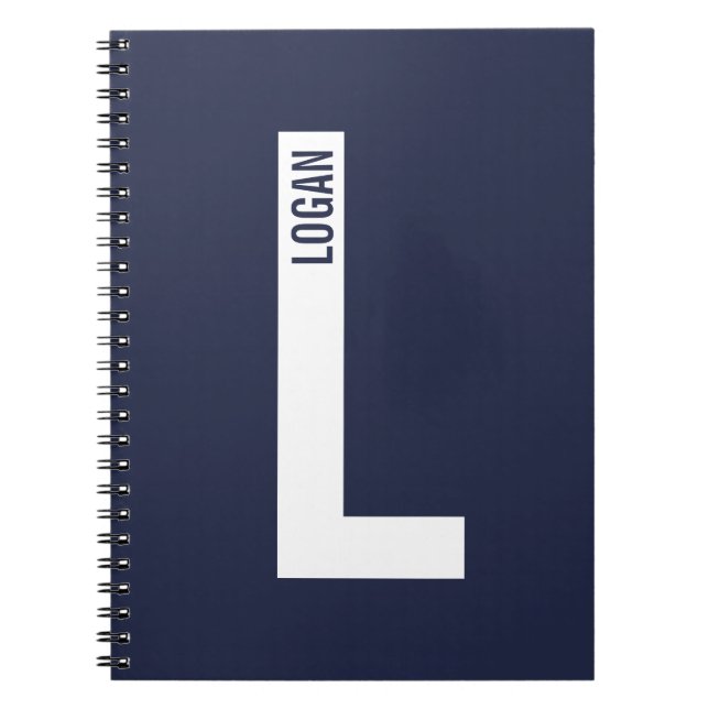 Modern Personalised Bold Monogram and Name Notebook (Front)