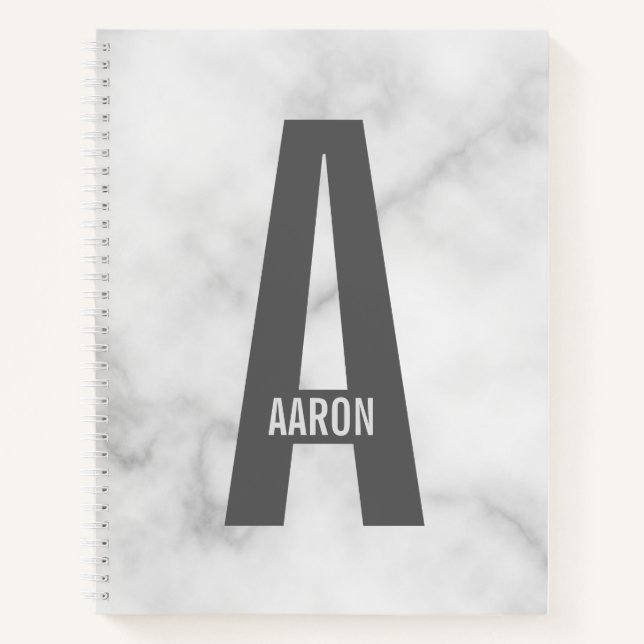 Modern Personalised Bold Monogram and Name Notebook (Front)