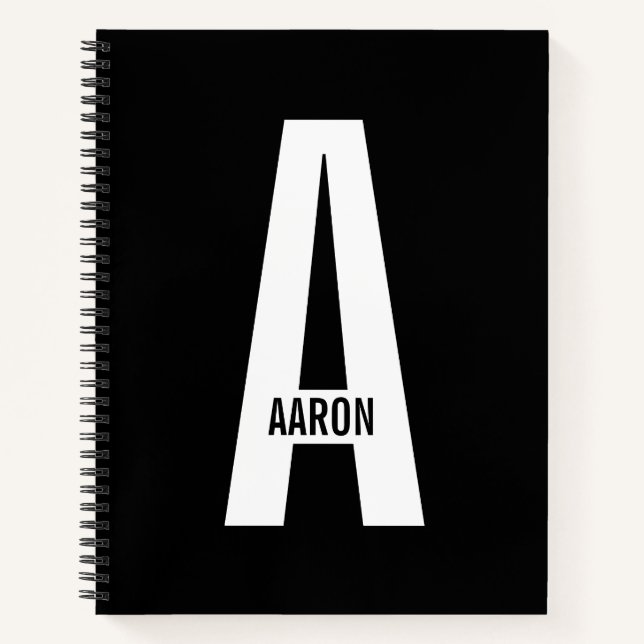 Modern Personalised Bold Monogram and Name Notebook (Front)