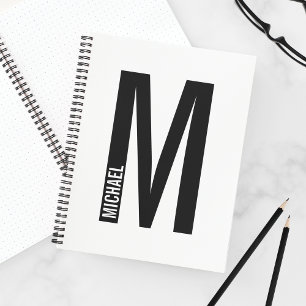 Modern Personalised Bold Monogram and Name Notebook