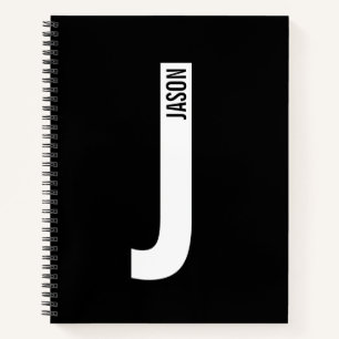 Modern Personalised Bold Monogram and Name Notebook
