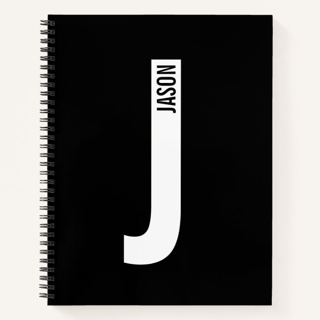 Modern Personalised Bold Monogram and Name Notebook (Front)