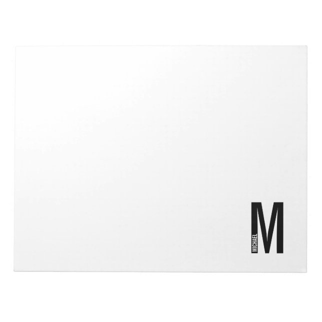 Modern Personalised Bold Monogram and Name Notepad (Front)