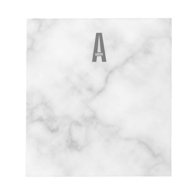 Modern Personalised Bold Monogram and Name Notepad (Front)