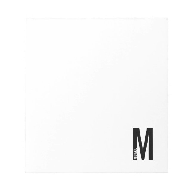 Modern Personalised Bold Monogram and Name Notepad (Front)