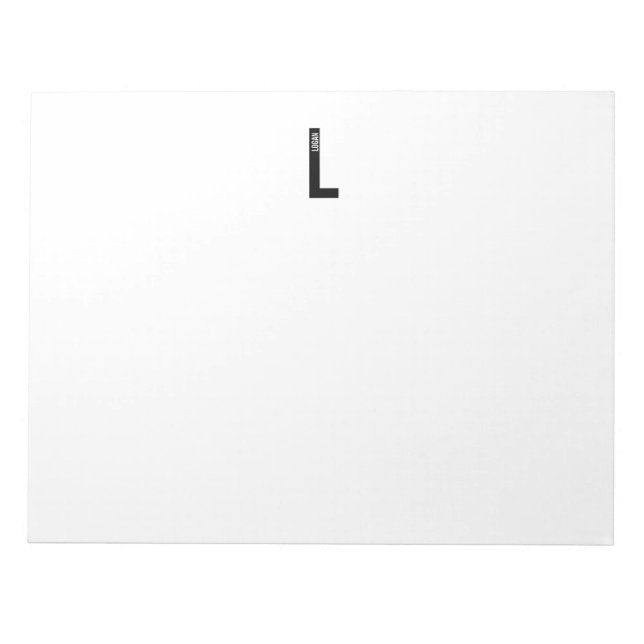 Modern Personalised Bold Monogram and Name Notepad (Front)