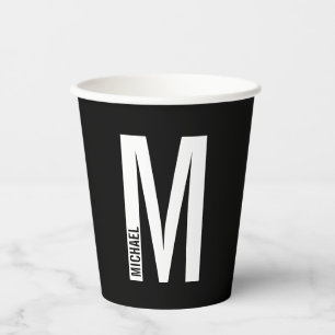 Modern Personalised Bold Monogram and Name Paper C Cups