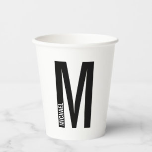 Modern Personalised Bold Monogram and Name Paper Cups