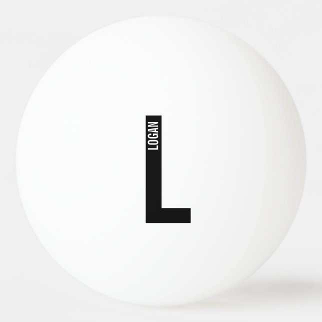 Modern Personalised Bold Monogram and Name Ping Pong Ball (Front)