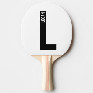 Modern Personalised Bold Monogram and Name Ping Pong Paddle