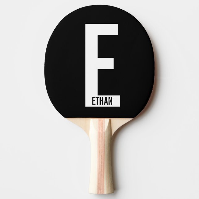 Modern Personalised Bold Monogram and Name Ping Pong Paddle (Front)