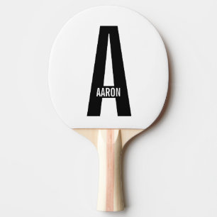 Modern Personalised Bold Monogram and Name Ping Pong Paddle