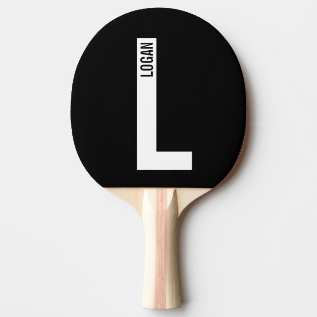 Modern Personalised Bold Monogram and Name Ping Pong Paddle (Front)