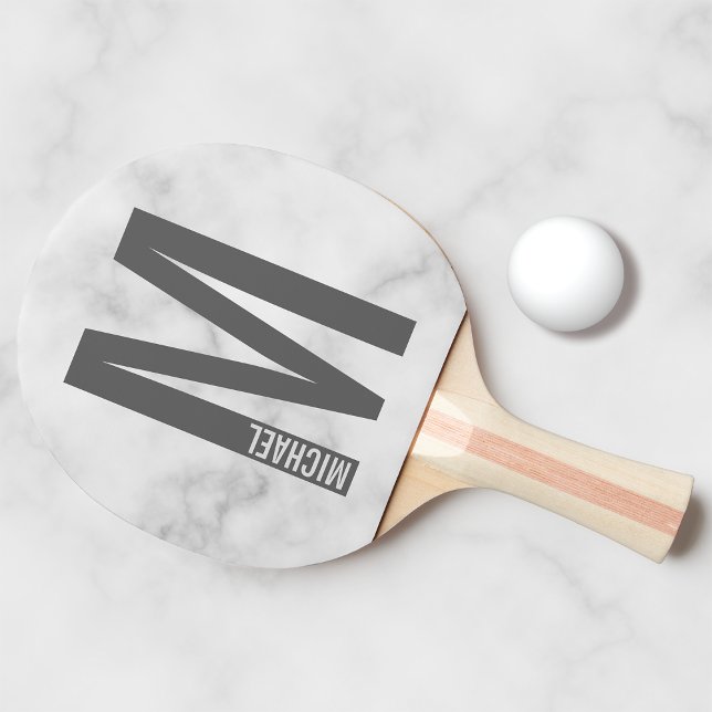 Modern Personalised Bold Monogram and Name Ping Pong Paddle (Creator Uploaded)