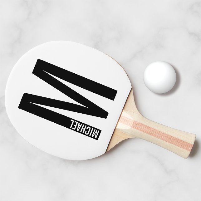Modern Personalised Bold Monogram and Name Ping Pong Paddle (Creator Uploaded)