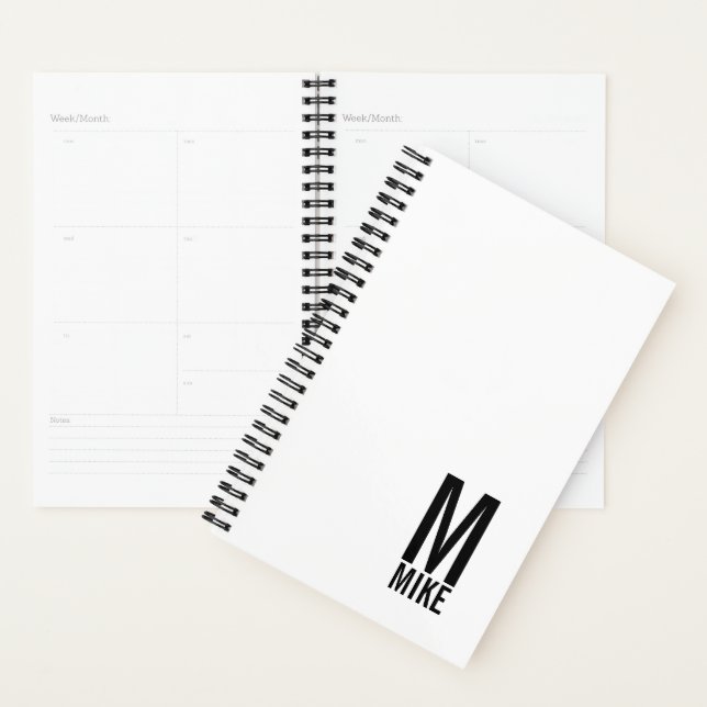 Modern Personalised Bold Monogram and Name Planner (Display)