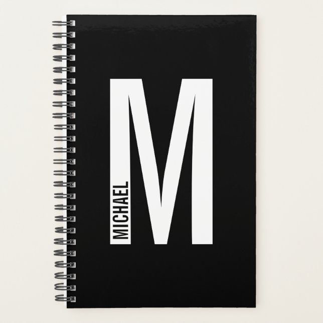 Modern Personalised Bold Monogram and Name Planner (Front)