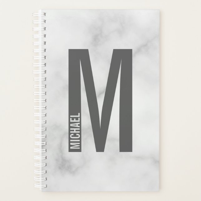 Modern Personalised Bold Monogram and Name Planner (Front)