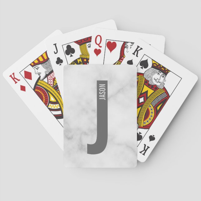 Modern Personalised Bold Monogram and Name Playing Cards (Back)