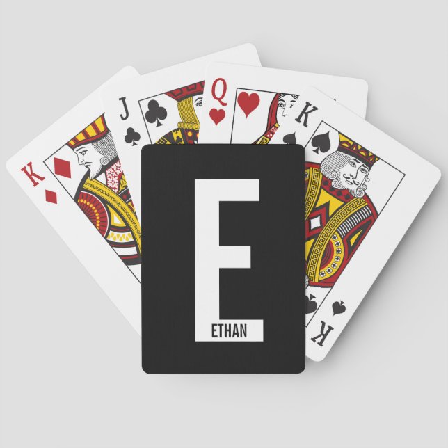 Modern Personalised Bold Monogram and Name Playing Cards (Back)