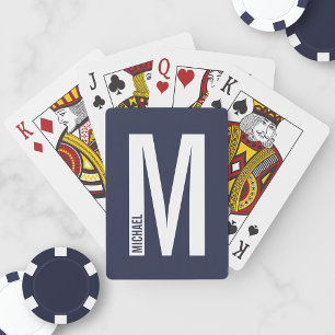 Modern Personalised Bold Monogram and Name Playing Cards